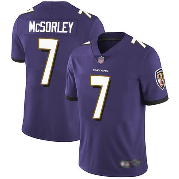 Men's Baltimore Ravens #7 Trace McSorley Purple Vapor Untouchable Limited NFL Jersey